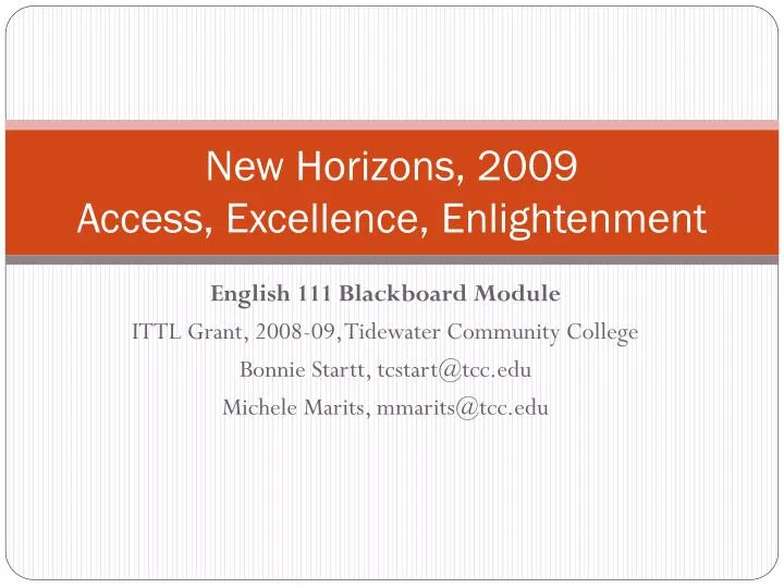 new horizons 2009 access excellence enlightenment
