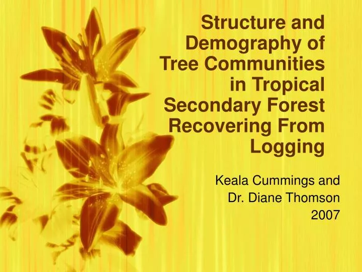 structure and demography of tree communities in tropical secondary forest recovering from logging
