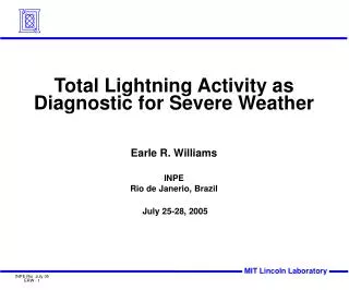 Total Lightning Activity as Diagnostic for Severe Weather
