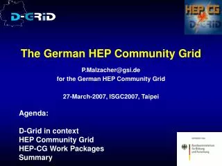 The German HEP Community Grid