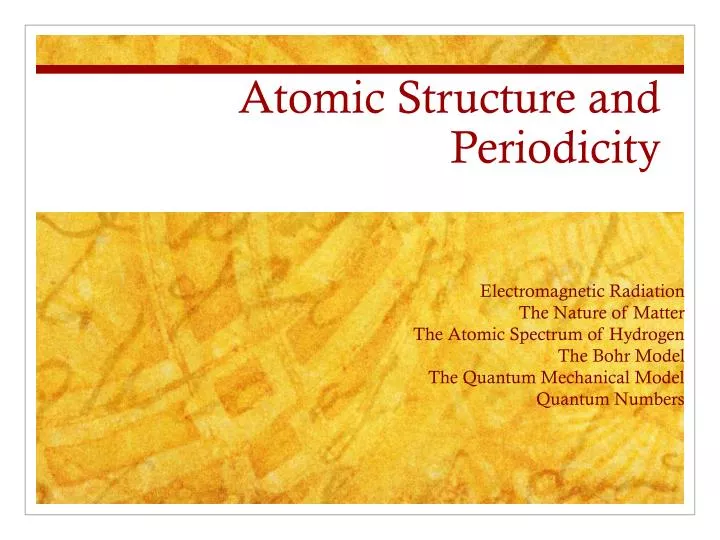 atomic structure and periodicity