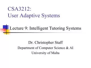 CSA3212: User Adaptive Systems