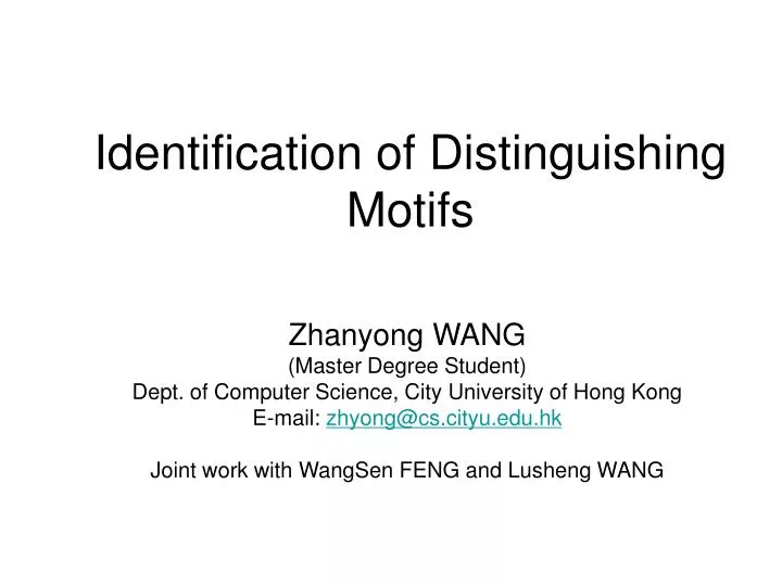 identification of distinguishing motifs
