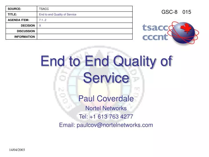 end to end quality of service