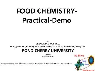 FOOD CHEMISTRY-Practical-Demo