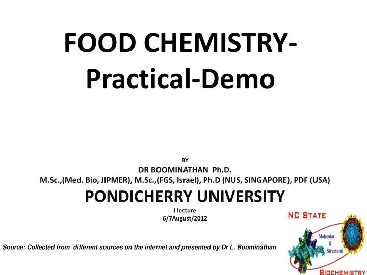 food chemistry practical demo