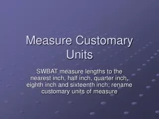 Measure Customary Units