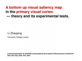 A bottom up visual saliency map in the primary visual cortex