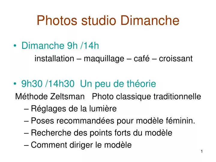 photos studio dimanche