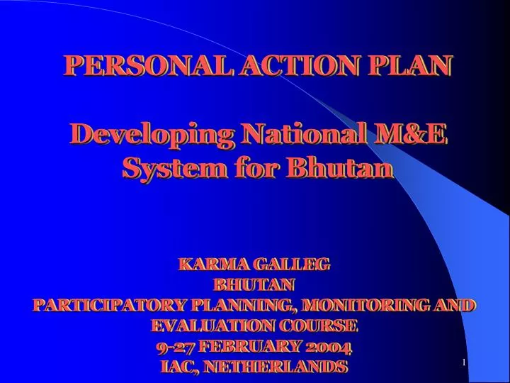 personal action plan developing national m e system for bhutan