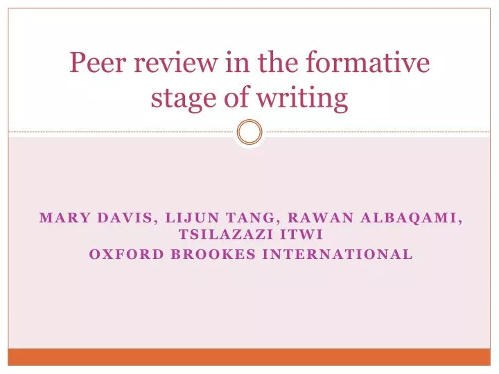 peer review in the formative stage of writing
