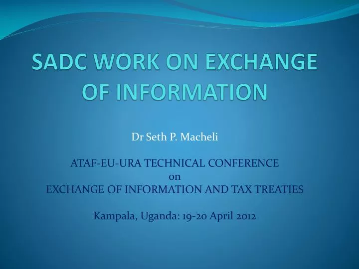 sadc work on exchange of information