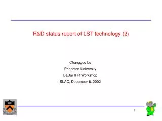 R&amp;D status report of LST technology (2)