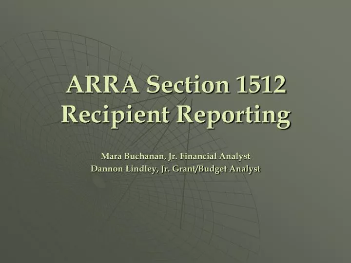 arra section 1512 recipient reporting