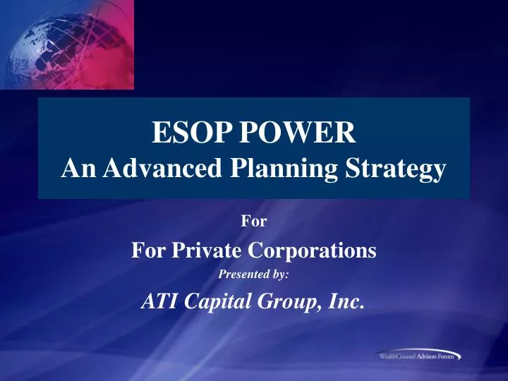 esop power an advanced planning strategy