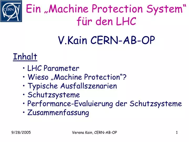 ein machine protection system f r den lhc v kain cern ab op