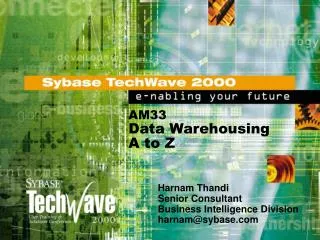 AM33 Data Warehousing A to Z