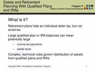 What is it? Retirement plans help an individual defer tax, but not avoid tax