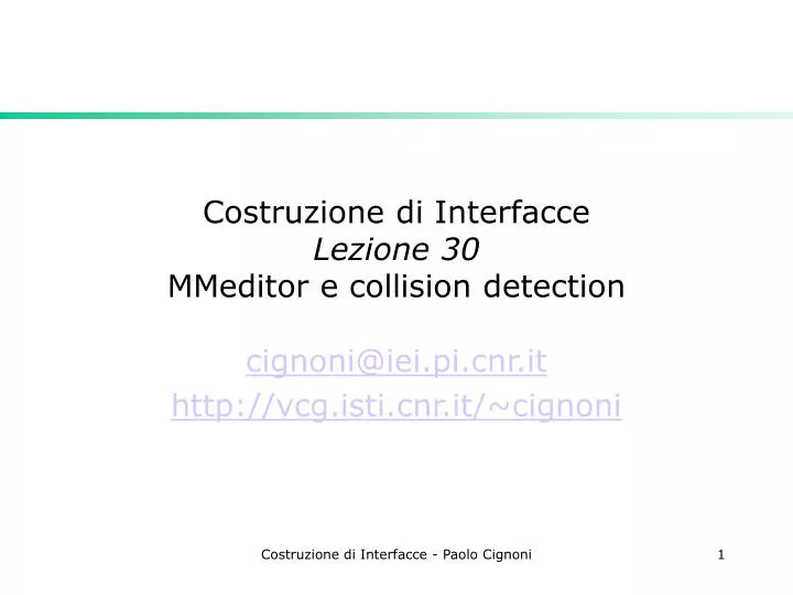 costruzione di interfacce lezione 30 mmeditor e collision detection
