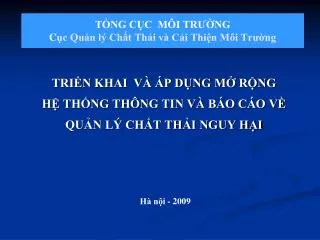 t ng c c m i tr ng c c qu n l ch t th i v c i thi n m i tr ng
