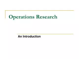 Operations Research