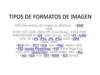 tipos de formatos de imagen