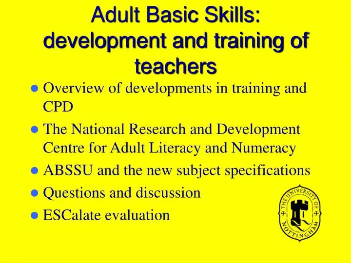 adult basic skills development and training of teachers