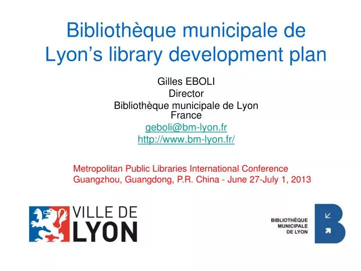 biblioth que municipale de lyon s library development plan