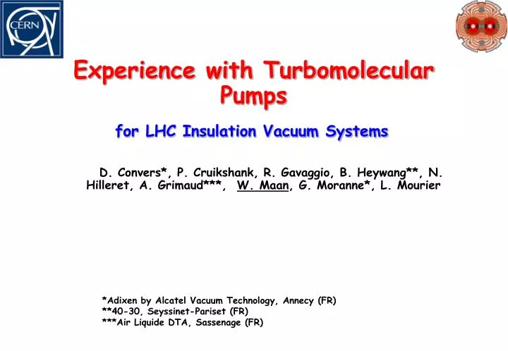 experience with turbomolecular pumps