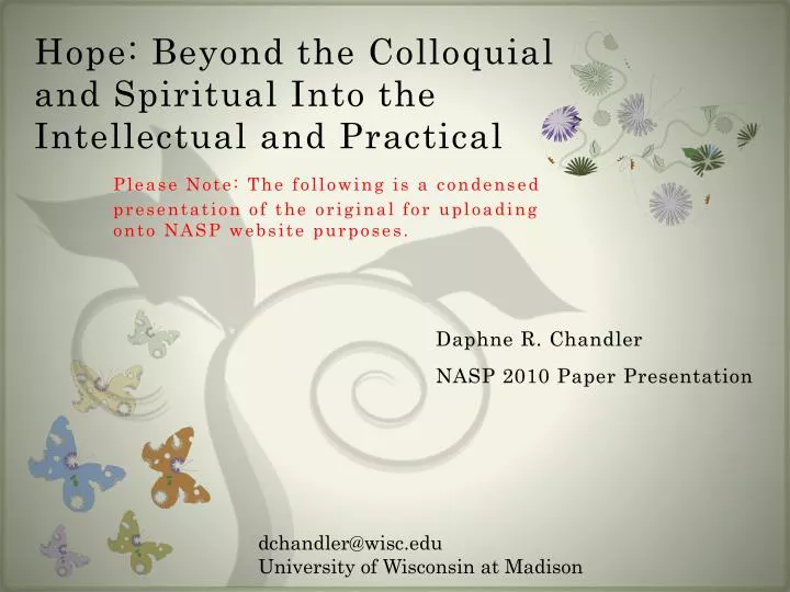 daphne r chandler nasp 2010 paper presentation