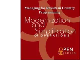 Managing for Results in Country Programming