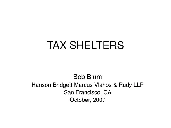 tax shelters