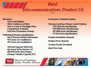 Bard Telecommunications Product Cd Pt#S3391