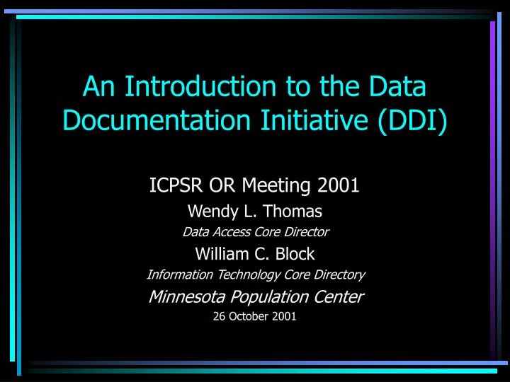 an introduction to the data documentation initiative ddi