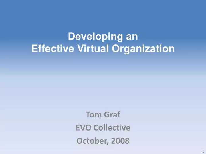 developing an effective virtual organization