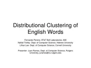 Distributional Clustering of English Words