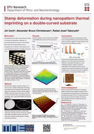 Stamp deformation during nanopattern thermal imprinting on a double-curved substrate