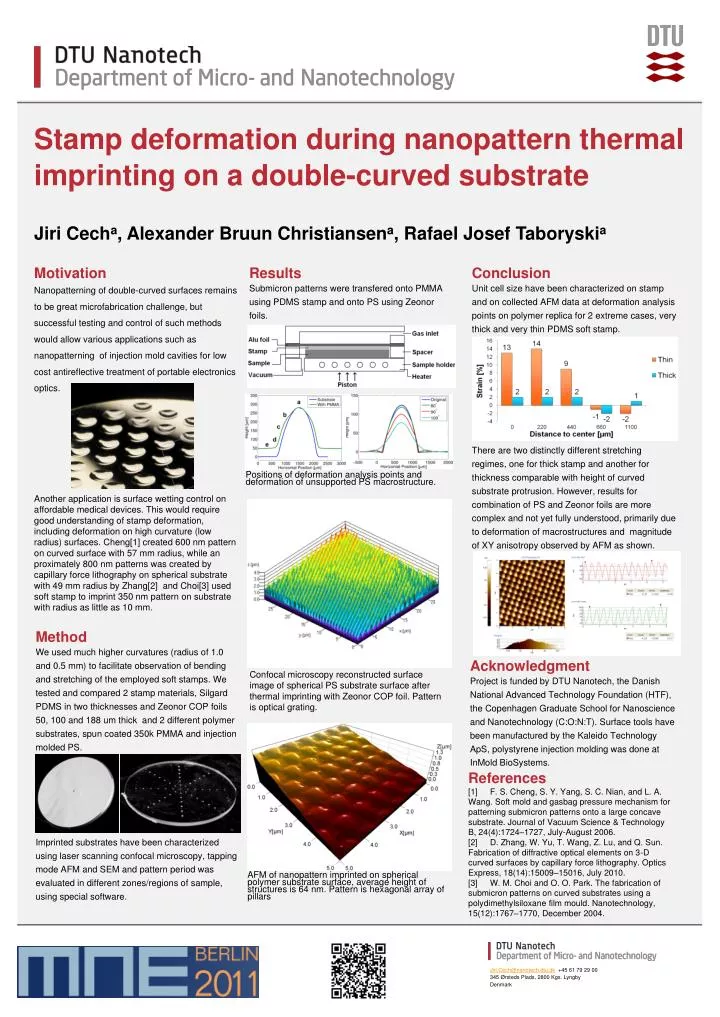 stamp deformation during nanopattern thermal imprinting on a double curved substrate