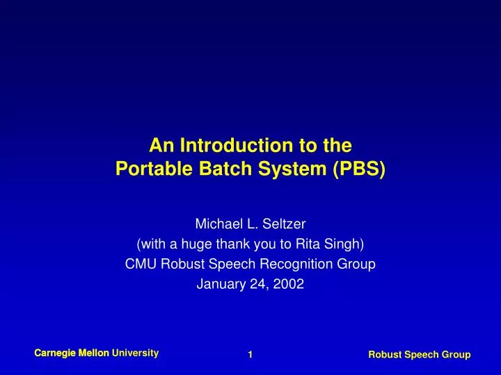 an introduction to the portable batch system pbs