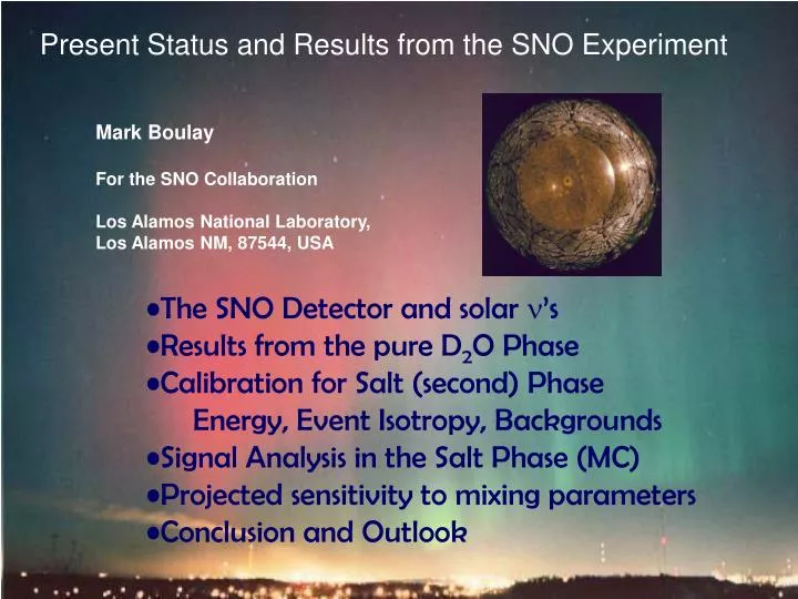 present status and results from the sno experiment