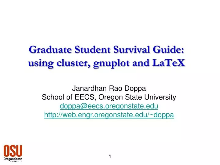 graduate student survival guide using cluster gnuplot and latex