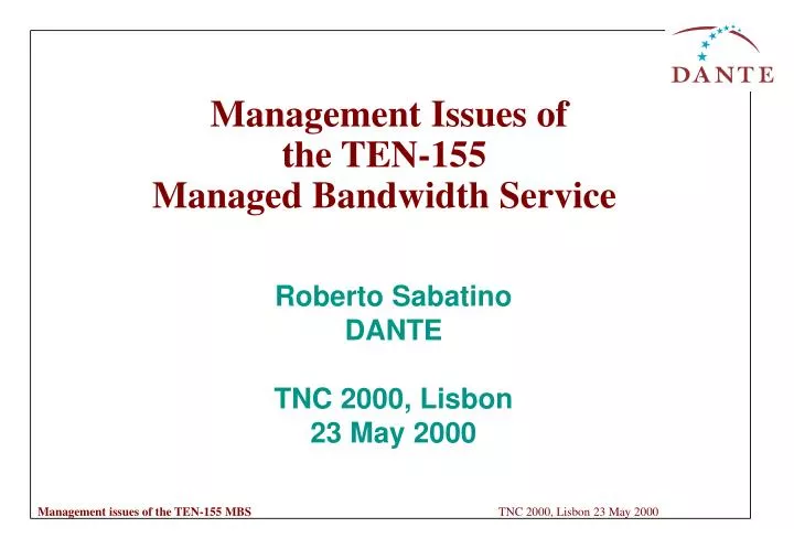 management issues of the ten 155 managed bandwidth service