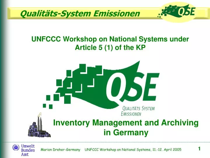 unfccc workshop on national systems under article 5 1 of the kp