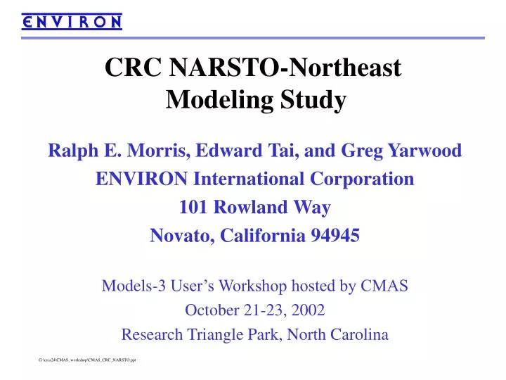 crc narsto northeast modeling study