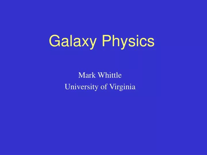 galaxy physics