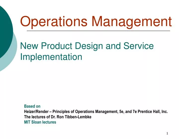 operations management new product design and service implementation