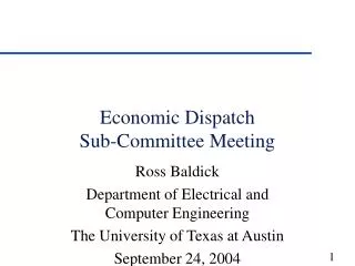 Economic Dispatch Sub-Committee Meeting