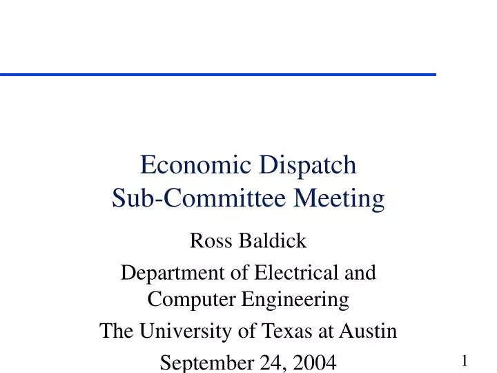 economic dispatch sub committee meeting