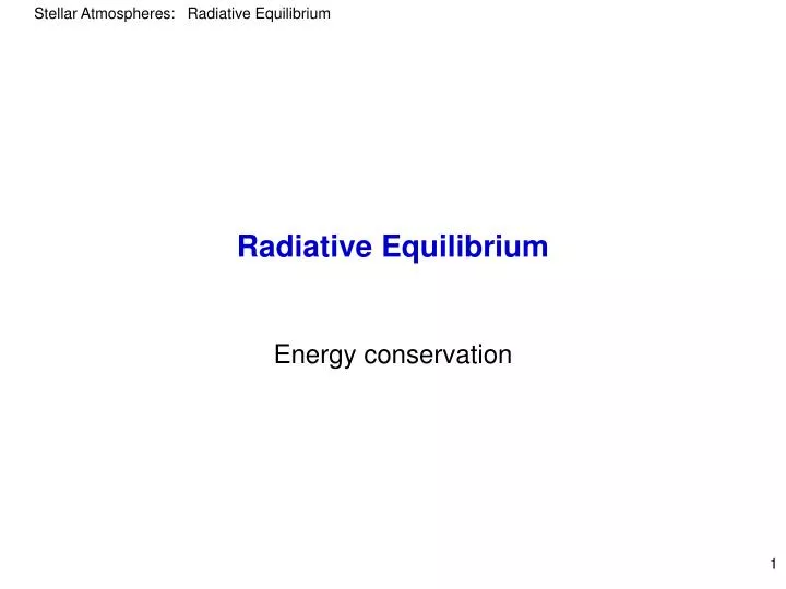 radiative equilibrium