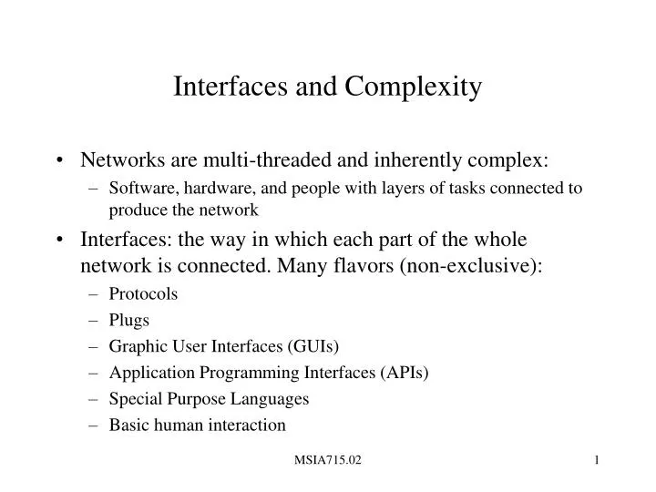 interfaces and complexity